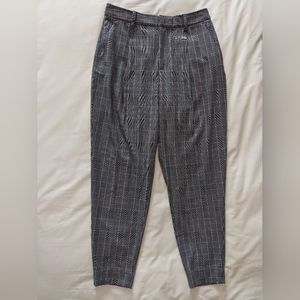 Plaid Curvy High Rise Tapered Trousers